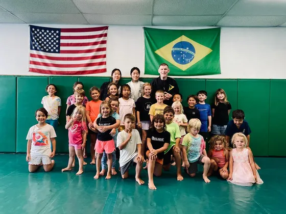 The kids' program group at Boran Brazilian Jiu-Jitsu in Costa Mesa